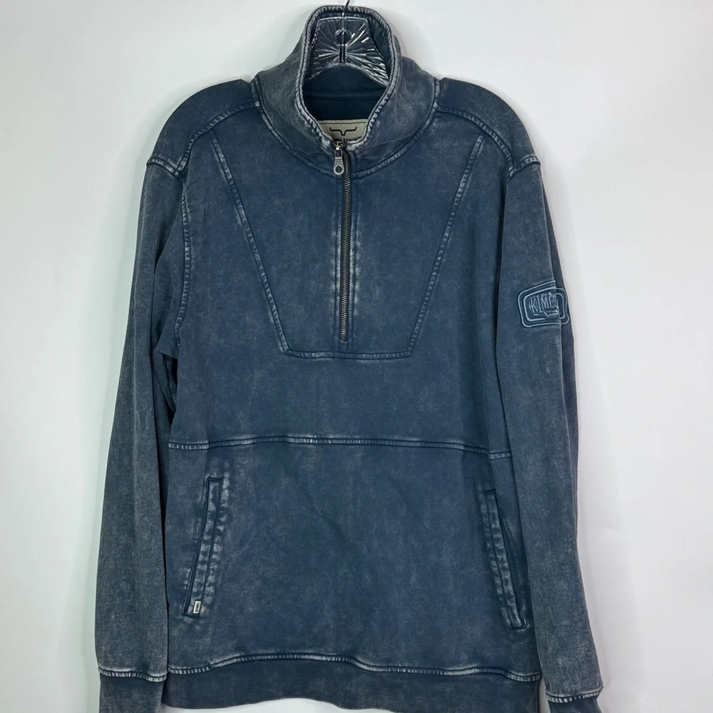 Kimes Ranch Blue Yoakam Quarter Zip Pullover Sweatshirt Large